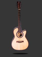 Load image into Gallery viewer, The top and front of the cutaway acoustic guitar
